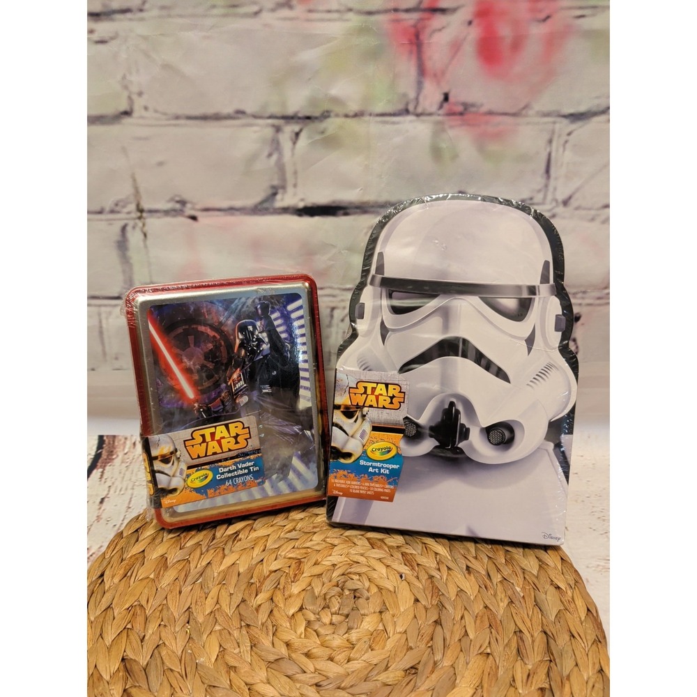 Star‎ Wars Stormtrooper Art Kit And Darth Vader Collectible Tin 64 Crayons NWT